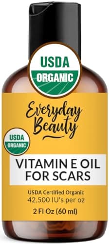 Organic Vitamin E Oil for Scars - All Natural & Vegan Skin Moisturizer 2oz - Light and Unscented Great for Scars After Surgery - Reduce Wrinkles, Anti Aging, Lighten Dark Spots - Face, Skin & All Over