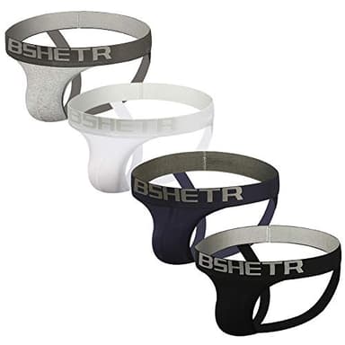 BSHETR Men's Jockstraps Athletic Supporters 4-Pack Cotton Work Out Underwear (4-Pack, size L:32"-34",81cm-86cm)