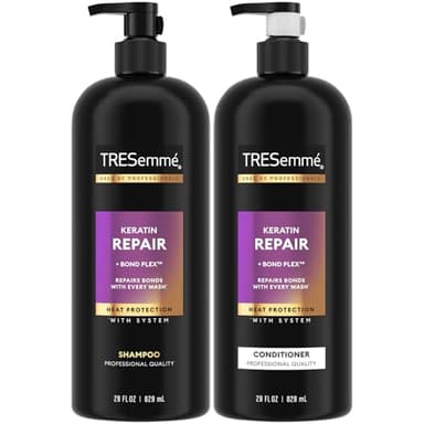 TRESemmé Shampoo and Conditioner, Keratin Repair – Bond Repair Hair Treatment, Frizz Control, 28 Oz Ea