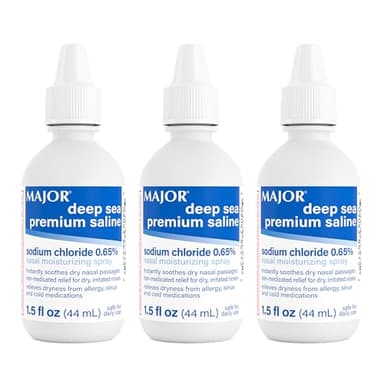MAJOR Deep Sea Premium Saline - Nasal Moisturizing Spray for Dryness and Irritation Relief - Sodium Chloride 0.65% - 1.5 Fl. Oz (3 Pack)