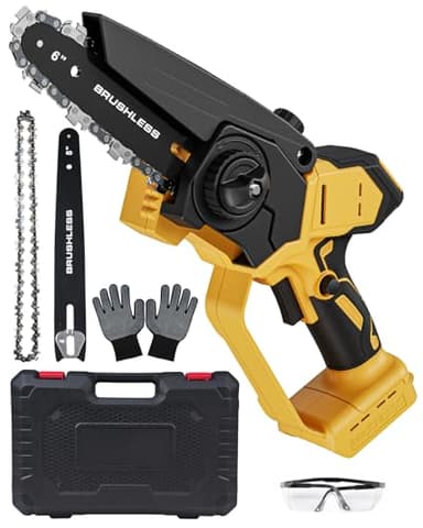 Mini Chainsaw Cordless for Dewalt Battery 20V MAX, 8-Inch and 6-Inch 2-IN-1 Chainsaw with Brushless Motor and Auto-Oiler, 1200W, for Tree Pruning Wood Cutting (Tool Only)