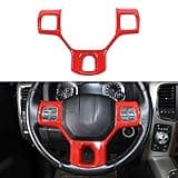 Hoolcar Interior Steering Wheel Cover ABS Trim for 2010-2017 Dodge RAM 1500 Accessories, Red