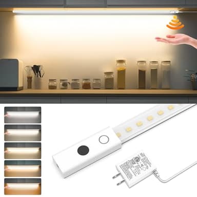 Smart Under Cabinet Lights, 40in Plug in Under Cabinet Lighting with Handwave Sensor, Bright Dimmable 5 Color Temp Stick on Closet Light, Slim Cuttable Under Counter Lights for Kitchen Desk Shelf