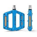 K PEDC Bike Pedals with Reflective Strips,Road/MTB Bike Pedals,Universal 9/16 Inch Mountain Bike Pedals,3 Bearing Non-Slip Lightweight Nylon Fiber Bicycle Platform Pedals for BMX MTB (Blue)
