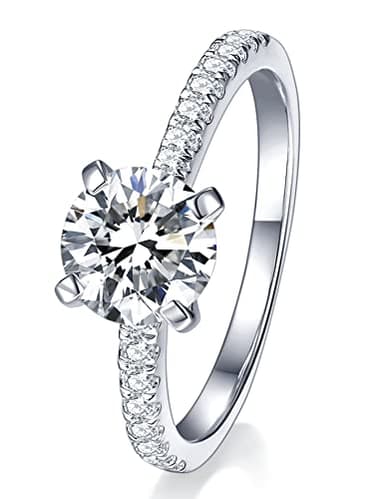 IMOLOVE Moissanite Engagement Ring for Women 1CT Promise Rings Sterling Silver with White Gold Plated-70A