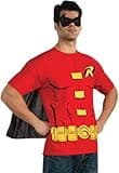 Rubies Men's DC Comics Robin Costume T-shirt With Cape and Mask, Red, X-Large
