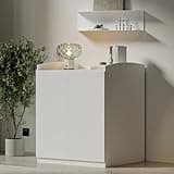 Amunrbrek Modern Tall Self Cleaning Litter Box Enclosure,Hidden Cat Litter Box Enclosure Furniture for Large Automatic Litter Box (White)