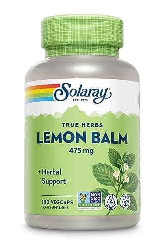 Solaray Lemon Balm 475 mg - Lemon Balm Capsules Supplement, Natural Herbal Support Pills for Adults and Kids, Non-GMO, Lab Verified - 100 Vegan Capsules