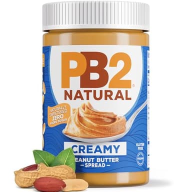 PB2 Natural Creamy Peanut Butter | All Natural Peanut Butter Spread | Healthy, Naturally Sweetened with Zero Added Sugar, Certified Gluten Free, Vegan (1-Pound Jar)