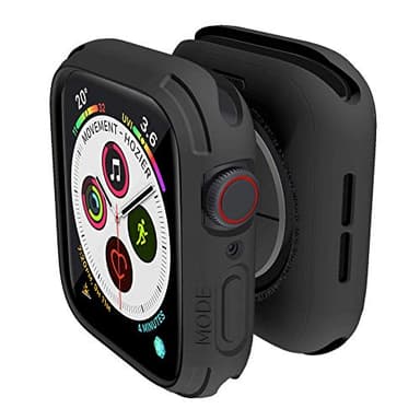 elkson Compatible with 44mm Apple Watch SE 3/2/1 Bumper Case, Quattro Series Rugged Case for iWatch Series 6 5 4, Military Grade Durable Protective Cover, Flexible Shockproof, Black