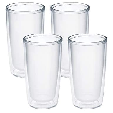 Tervis Crystal Clear Tabletop Made in USA Double Walled Insulated Tumbler Travel Cup Keeps Drinks Cold & Hot, 16oz - 4pk, Classic