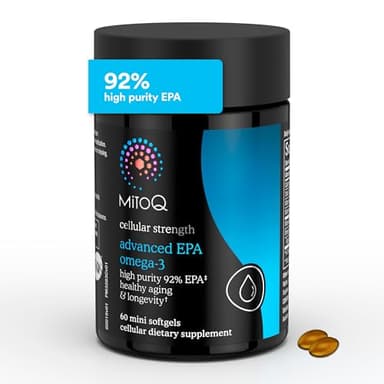 MitoQ Advanced EPA Omega-3 – High-Purity 800mg EPA Fish Oil Supplement | with Vitamin K2, D3, E | Cardiovascular, Brain, Cellular Support | No Fishy Aftertaste | 60 Softgels