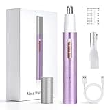Ginity Ear and Nose Hair Trimmer for Women Men,2025 Professional Painless Rechargeable 2 in 1 Eyebrow & Facial Hair Trimmer with Powerful Motor and Dual-Edge Blades Easy Cleansing