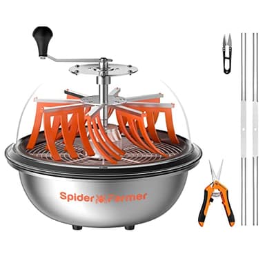 Spider Farmer 16 Inch Bud Trimmer – Manual Leaf & Flower Cutter for Hydroponic Plants, Herbs, Gardening – Sharp Stainless Steel Twisted Spin Blades, Wet/Dry Use – Includes Pruning Shears