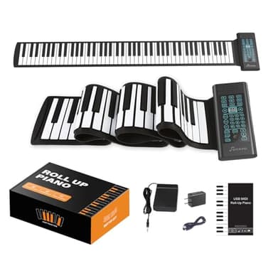 OYAYO 88 Keys Roll Up Piano Keyboard, Portable Foldable Waterproof Silicone Hand Roll Piano, 128 Tones & Rhythms, 14 Demo Songs, Built‑in Speaker, MIDI, Headphone Jack, Beginners Travelling Gifts