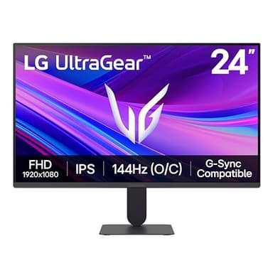 LG 24G411A-B 24-inch Ultragear Full HD (1920 x 1080) IPS Gaming Monitor, 144Hz (O/C), 1ms MBR, NVIDIA G-Sync Compatible, AMD FreeSync, HDR10, HDMI, DisplayPort, Slim Stand, Black