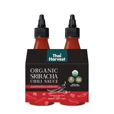 Thai Harvest Organic Sriracha Chili Hot Sauce (Pack of 2) Vegan Non-GMO No Artificial Preservatives Colors or Flavors