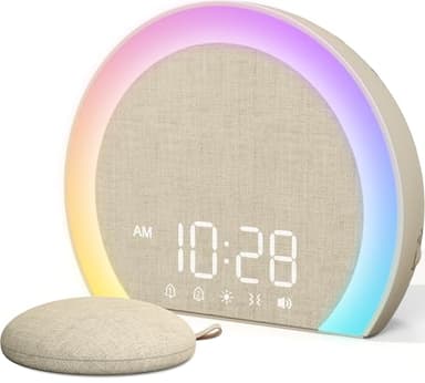 ANJANK Extra Loud Alarm Clock with Wireless Bed Shaker, Vibrating Dual Alarm with Light Wake Up for Heavy Sleepers & Hearing Impaired, 9-Color Night Light, 8 Sounds, 0-100% Dimmer, USB Charger