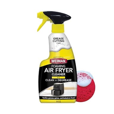 Weiman Foaming Air Fryer Cleaning Kit, Cleaner & Degreaser for Ceramic Baskets & Trays, Removes Grease, Grime, Oil & Baked-On Food, Includes Non-Abrasive Sponge, Fast-Acting, Residue-Free, 14 oz