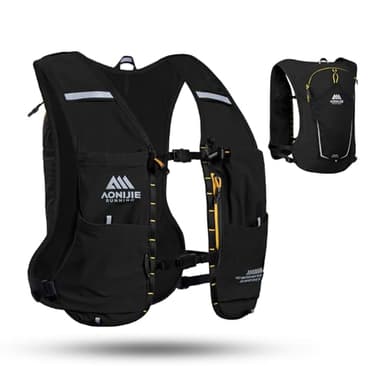AONIJIE Running Hydration Vest for Men & Women, 8L Hydration Backpack, Multiple Pocket Designs for Water Bottles/Bladders, Lightweight Breathable for Hiking, Climbing, Marathon & Cycling - Black
