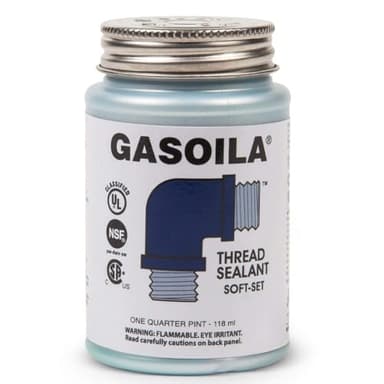 Gasoila Soft-Set Pipe Thread Sealant – Non-Hardening Paste for Metal & Plastic, 1/4 Pint with Brush Cap – Reliable Leak Prevention, Drip-Resistant, Temp Range -100 to 600°F, Made in USA
