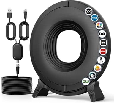 fuioopasz TV Antenna for Smart TV Indoor, TV Antenna for Local Channels,Digital Antenna for Smart tv Indoor,Easy Installation,Support 4K 1080p with Signal Booster 360° Reception -Black Upgrade