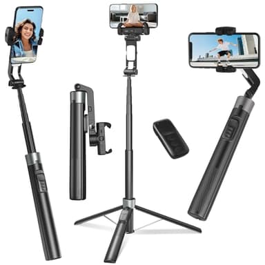 Gimbal Stabilizer for iPhone and Android, Auto Face Tracking Tripod 360 Rotation, Selfie Stick with Gimbal Stabilizer, 71” Phone Stabilizer with Remote Control & Light for Vlog Video Recording
