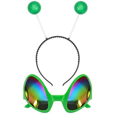 Cheerin Green Alien Headband & Glasses – Adult Martian Antenna Costume Accessories – Space Cosplay Party Set