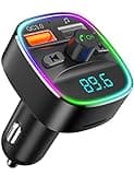 Nulaxy Bluetooth FM Transmitter, Bluetooth Car Adapter with Dual USB Car Charger Wireless Radio Car Kit MP3 Player Support TF Card & USB Disk, Hands-Free Calling, 7 Colors Led Backlit Light, NX10