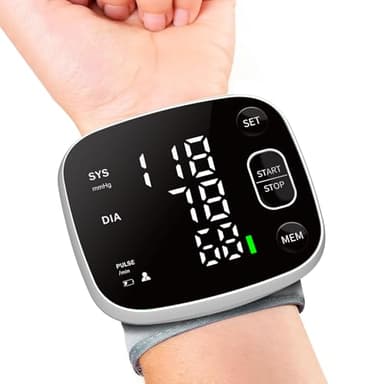 Blood Pressure Monitor Rechargeable Blood Pressure Monitors for Home Use Adjustable Automatic Wrist Cuff Voice Broadcast 2 * 120 Reading Memory for 2 Users with Carrying Case
