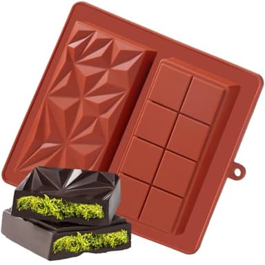 UWILLION Chocolate Bar Mold Deep Dubai 1 Inch Pistachio Chocolate Bar Silicone Thick Mold for Stuffed Bar, Large Candy Bar Mould for Filling