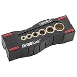 Milescraft 1312 Drill Block - Handheld Drilling Guide, Drilling Jig with Drill Guides for 6 of the Most Common Drill Bit Sizes, Precision Drilling Tool Accessory