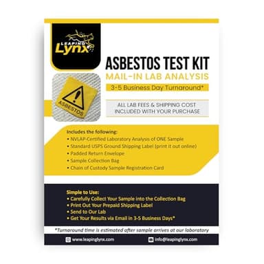 Asbestos Test Kit for Home – DIY Sampling + NVLAP Lab Analysis Included | Fast 72-Hour Certified Results | Test Popcorn Ceilings, Tiles, Insulation & More | Return Mailer & Instructions Included