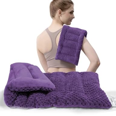 Microwave Heating Pad 16x7 inches Microwavable Heat Pack for Muscle Pain Relief Moist Rice Clay Bean Bag Pack Heat Therapy for Shoulders, Lower Back, Abdomen Cramps Hot Cold Compress Reusable 1.8 LBS
