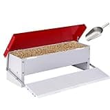 PAMUNULA 15lb Automatic Chicken Feeder Rat Proof Large Treadle Poultry Feeder with Rainproof Lid Outdoor Chicken Feeders for Duck Pheasants Roosters Bantams