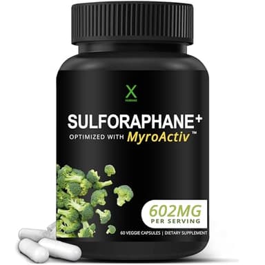 HUMANX Sulforaphane+ 602mg - USA Third Party Tested - Sulforaphane with Broccoli Seed Extract & Moringa - Supports Antioxidant Production, Detoxification, & Cellular Health - Broccoli Supplement