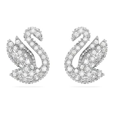Swarovski Swarovski Swan Stud Earrings, Swan, Clear Crystals, Rhodium Finish