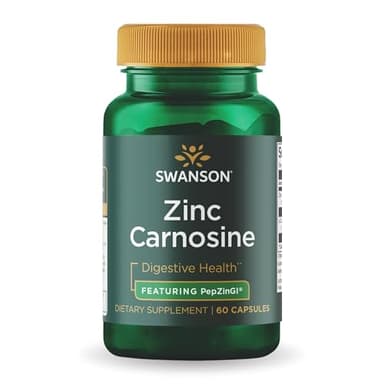 Swanson Ultra Zinc Carnosine (PepZinGI) - 60 Capsules - Natural Supplement for Gastric Health, Digestive Support, and Stomach Microbial Balance