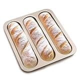 BSDLZCH Durable Carbon Steel Baguette Baking Molds, Nonstick French Bread Pan with Rectangular Slots, Specialty 3-Cavity Baguette Mold - Essential Kitchen Tool for Home Bakers (Baguette mold)