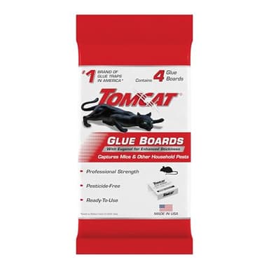 Tomcat Glue Boards with Eugenol — Enhanced Stickiness for Mice, Cockroaches & Insects, Flat or Covered Use, Ready-To-Use, 4 Traps
