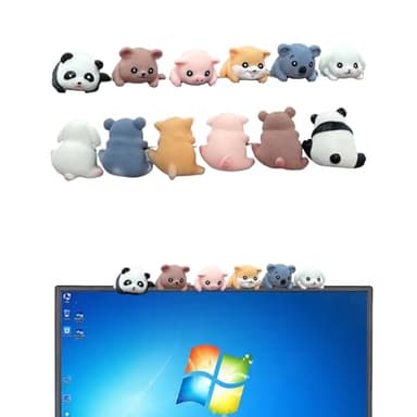 Qaoliffa 6Pcs Creative 3D Craft Figurine Computer Monitor Decor,Car Central Control Screen and TV Decorations,Personalized Animal Collectible Figurines Mascot Resin Crafts for Home Office Decoration