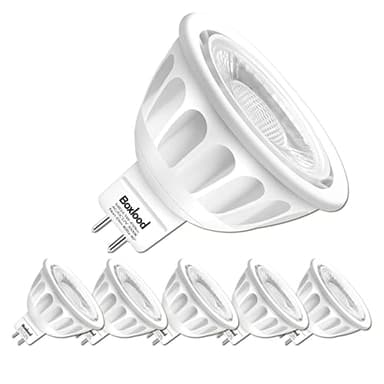 Boxlood MR16 LED Light Bulb Non Dimmable, 90% Energy Saving, 3000K Warm White, 40 Degree Beam Angle, AC/DC 12V, 5 Watts, 50W Halogen Bulb Equivalent, GU5.3 Bi-Pin Base, 6-Pack