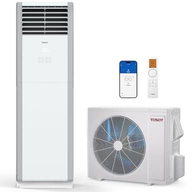TOSOT 34,000 BTU Floor Standing Split Air Conditioner, Up to 1,150 CFM Airflow, 230V, Cooling and Heating, Built-In WiFi Control, Energy-Saving for Light Commercial & Residential Use, Cosmo Series