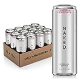 Naked Sparkling Energy Drink - Strawberry Lemonade, Organic Caffeine, Organic Lemon Juice, Zero Sugar, No Sucralose, Naturally Sweetened, Natural Energy Drinks, Vegan, Gluten-Free, Non-GMO - 12oz Cans (Pack of 12)