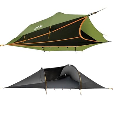 Night Cat Triangle Hammocks 2-Persons: Lay Flat 3 Point Hammock Tent with Bug Net Rainfly 13ft 440 LBS