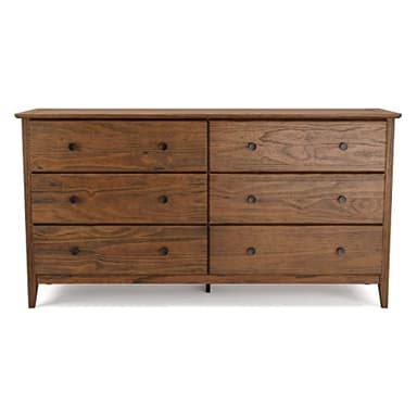 Grain Wood Furniture Greenport 6-Drawer Bedroom Dresser, Solid Wood with a Brushed Walnut Finish