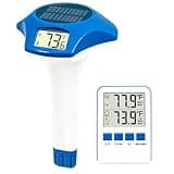 Circrane Solar Wireless Pool Thermometer, Easy Read Digital Floating Thermometer, IPX8 Water Proof, Solar Powered with 150 Days Battery Life for Hot Tub/Ice Bath/Swimming Pool/Aquarium, Dark Blue
