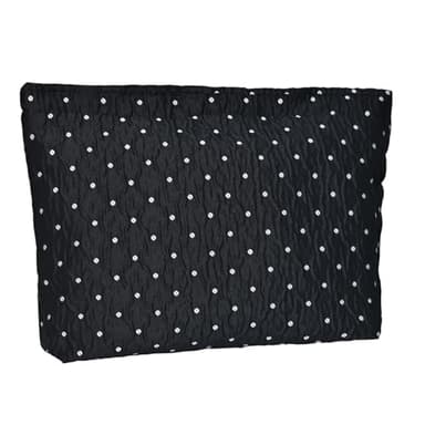 Ksriylm Cute Black Polka Dots Makeup Pouch for Women Small Wave Point Make Up Bag for Zipper Initial Cute Canvas Makeup Cosmetic Bags Pouches for Purse Aesthetic Travel Toiletry