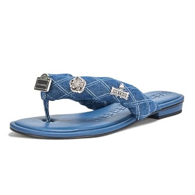 KARL LAGERFELD Paris Women's Shoes Flat Sandal, Blue, 9