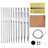 Tunisian Crochet Hooks Set Interchangeable with Case - 26pcs Metal Afghan Knitting Needles Kit 3mm-10mm with Long Cable & Ergonomic Grips